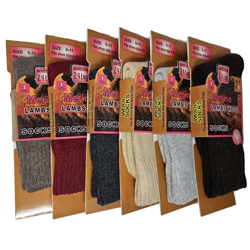 Women Lamb Wool Socks Warm Winter Hiking Merino Lamb Wool Socks, 6 Pairs NEW TAG